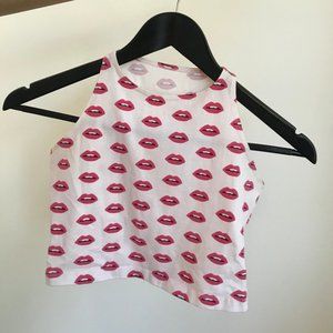 American Apparel Lips Crop Top - M